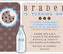 Milk and Cookies Birthday Party Printable Invitation - Blue